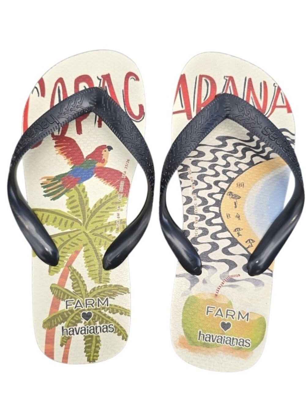 Farm Rio x Havaianas Women’s Size 3 Tropical Print Flip Flop Sandals